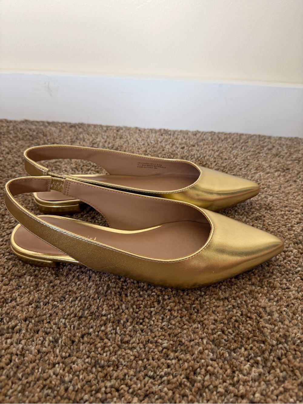 MADDEN GIRL Gold Pointed Toe Sling Back Flat